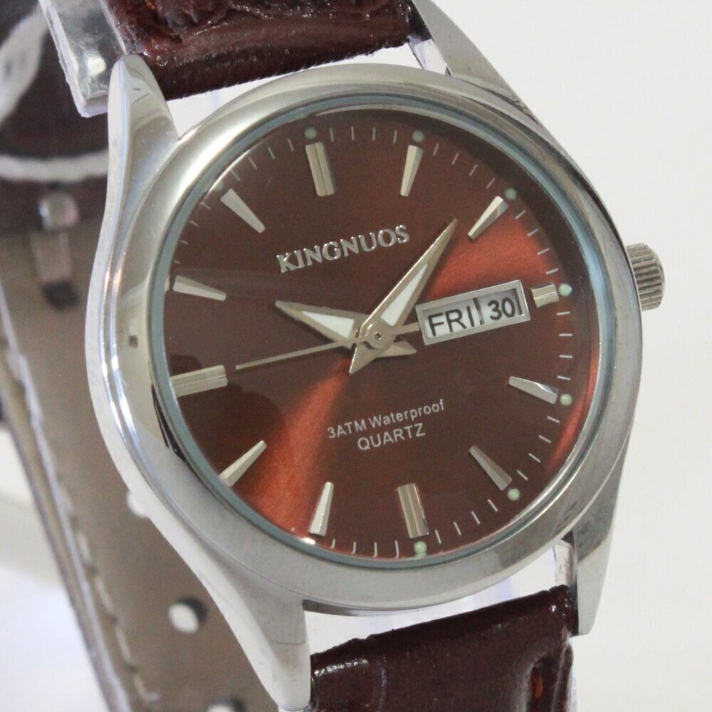 Women's Contemporary Dress Watch Silver With Brown Strap 28mm - Picture 8 of 11